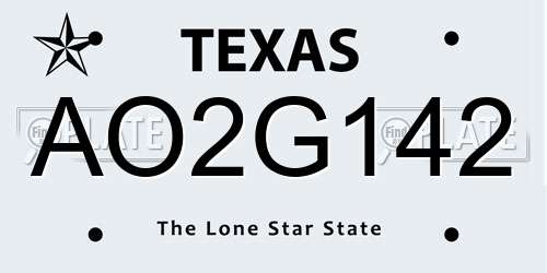 AO2G142 Texas License Plate