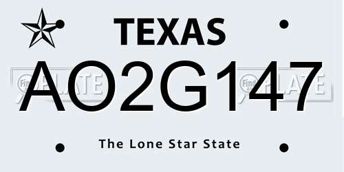 AO2G147 Texas License Plate