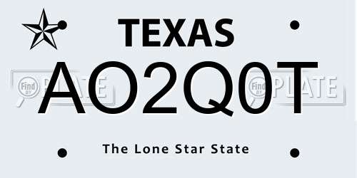AO2Q0T Texas License Plate