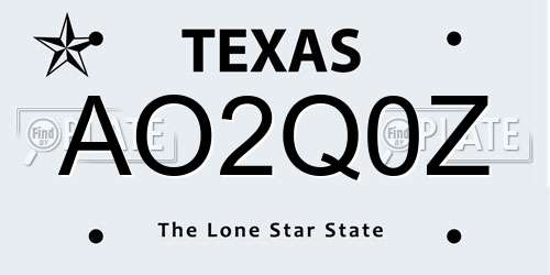 AO2Q0Z Texas License Plate
