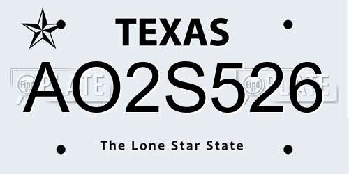 AO2S526 Texas License Plate