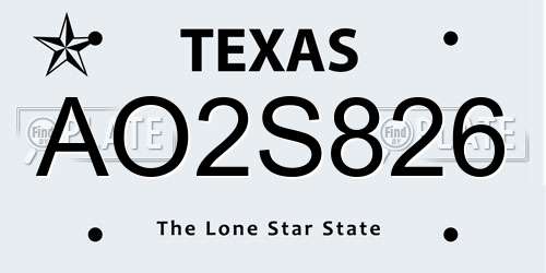 AO2S826 Texas License Plate