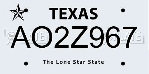 AO2Z967 Texas License Plate