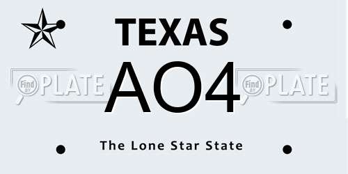AO4 Texas License Plate