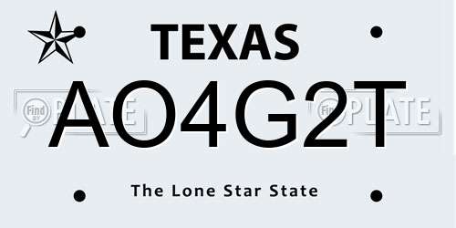 AO4G2T Texas License Plate