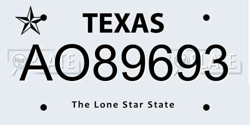 AO89693 Texas License Plate