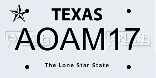AOAM17 Texas License Plate