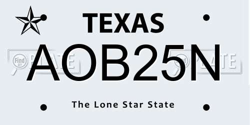 AOB25N Texas License Plate