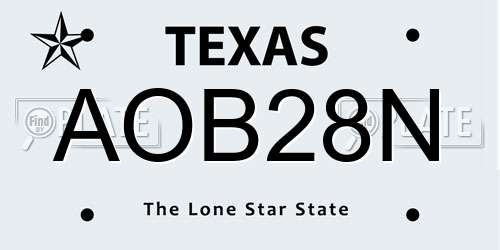 AOB28N Texas License Plate