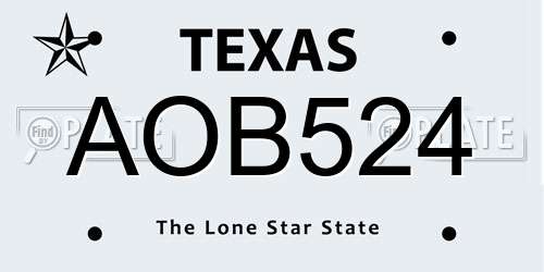 AOB524 Texas License Plate