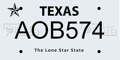 AOB574 Texas License Plate