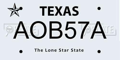 AOB57A Texas License Plate