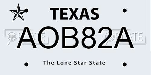 AOB82A Texas License Plate