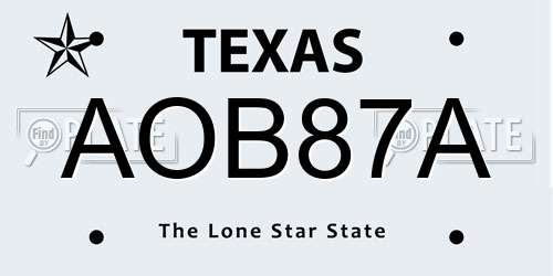 AOB87A Texas License Plate