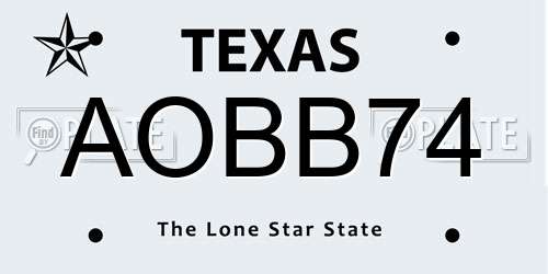 AOBB74 Texas License Plate