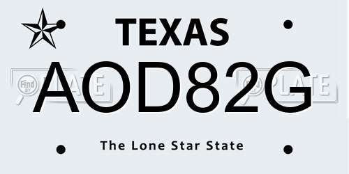 AOD82G Texas License Plate