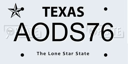 AODS76 Texas License Plate