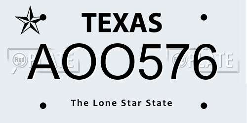 AOO576 Texas License Plate