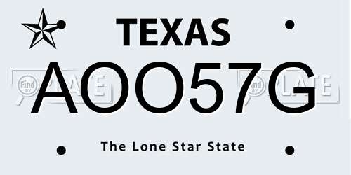 AOO57G Texas License Plate