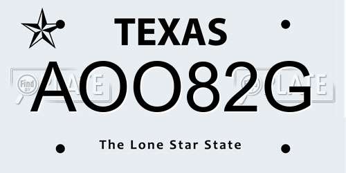 AOO82G Texas License Plate