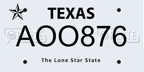AOO876 Texas License Plate