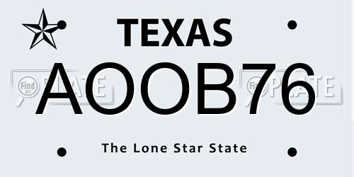 AOOB76 Texas License Plate