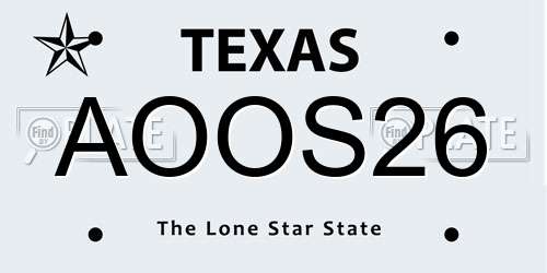 AOOS26 Texas License Plate