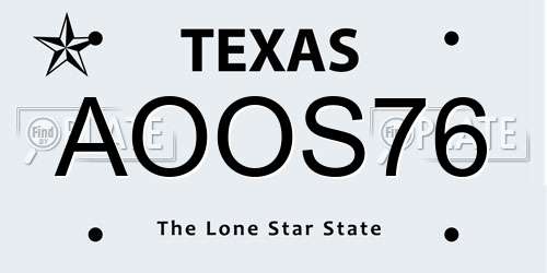 AOOS76 Texas License Plate