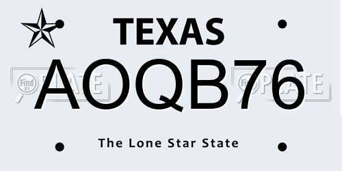 AOQB76 Texas License Plate