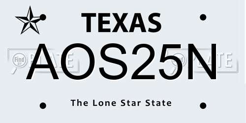AOS25N Texas License Plate