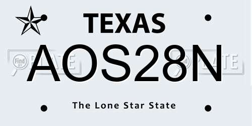 AOS28N Texas License Plate