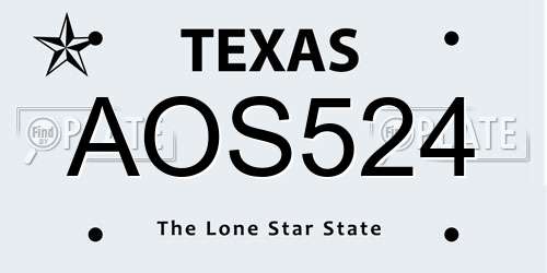 AOS524 Texas License Plate