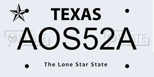 AOS52A Texas License Plate