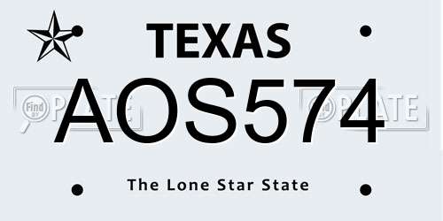 AOS574 Texas License Plate