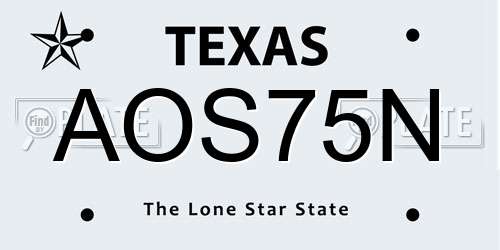 AOS75N Texas License Plate