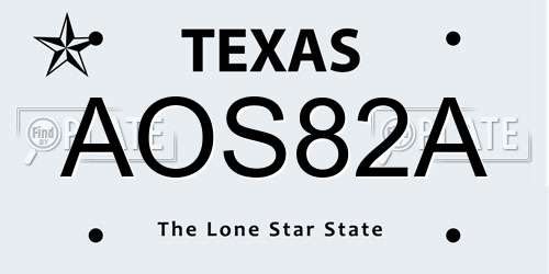 AOS82A Texas License Plate