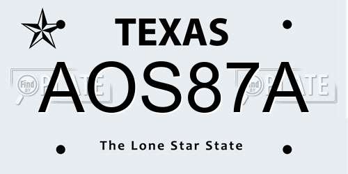 AOS87A Texas License Plate
