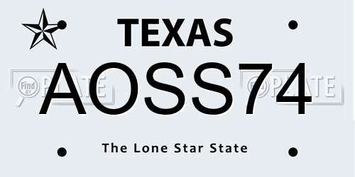 AOSS74 Texas License Plate