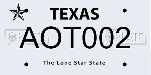 AOT002 Texas License Plate