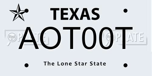 AOT00T Texas License Plate