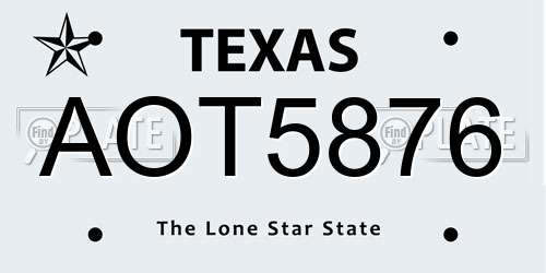 AOT5876 Texas License Plate