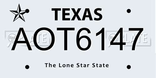 AOT6147 Texas License Plate