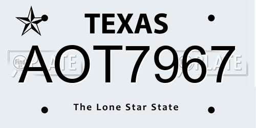AOT7967 Texas License Plate