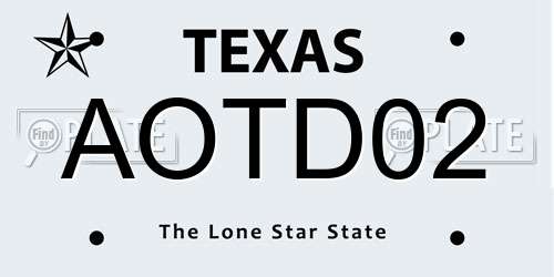 AOTD02 Texas License Plate
