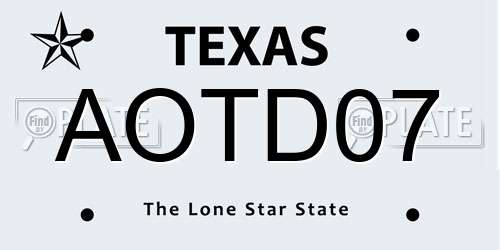 AOTD07 Texas License Plate