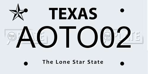 AOTO02 Texas License Plate