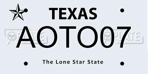 AOTO07 Texas License Plate