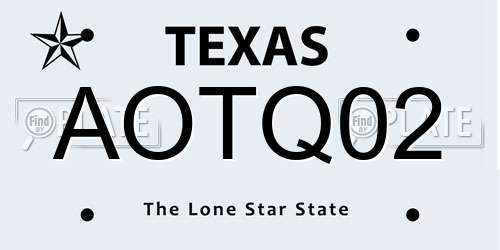 AOTQ02 Texas License Plate