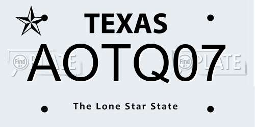 AOTQ07 Texas License Plate