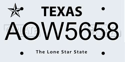 AOW5658 Texas License Plate